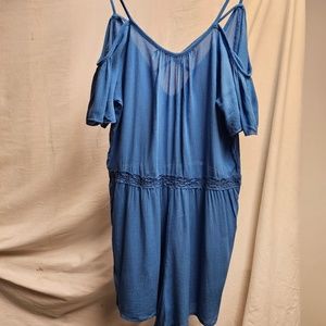 2for$20 Runway Story bright blue summer spring romper off the shoulder shorts